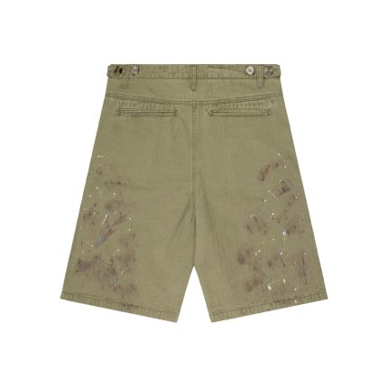 Experiment Five Herringbone Paint Shorts Olive