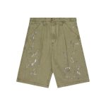 Experiment Five Herringbone Paint Shorts Olive