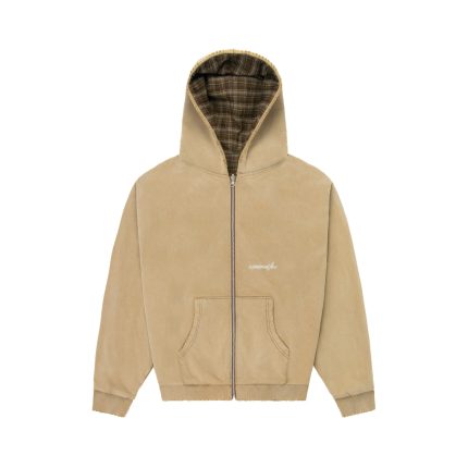 Experiment Five Reversible Plaid Zip Hoodie Sand